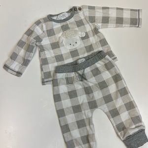 Mud Pie sheep lamb appliqué matching set 3-6 months